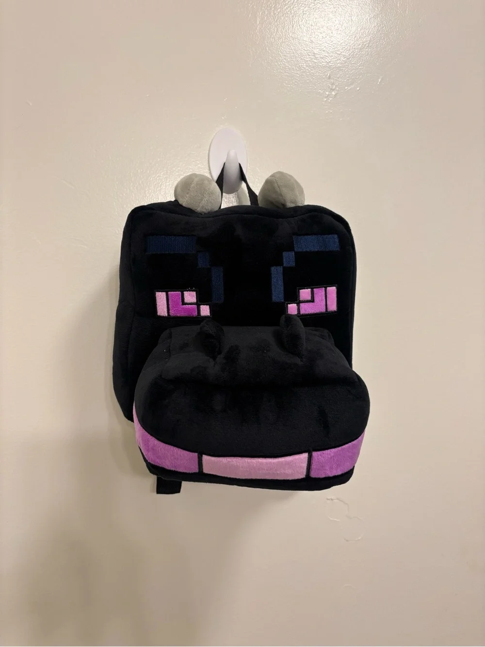 Black Plush Dragon Kids Backpack with Pink Accents