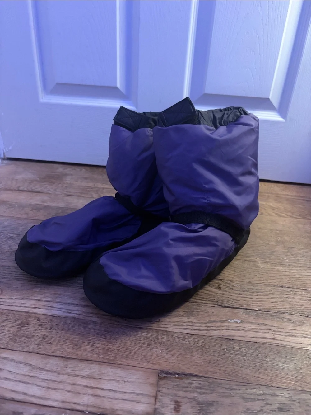 Puffy Insulated Dance Boot Slippers in Purple and Black from BLOCH.