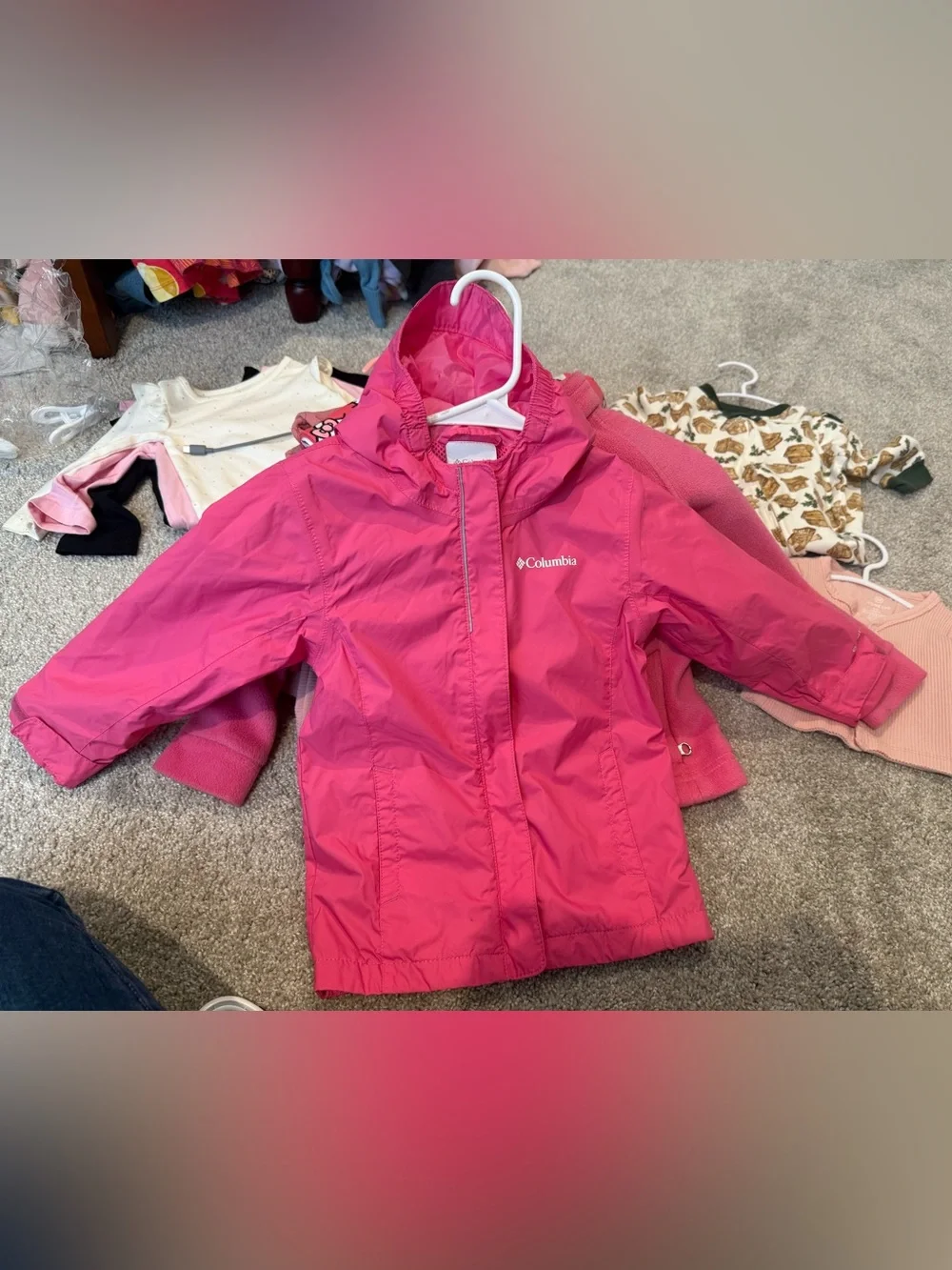 Columbia Kids Bright Pink Waterproof Rain Jacket with Hood