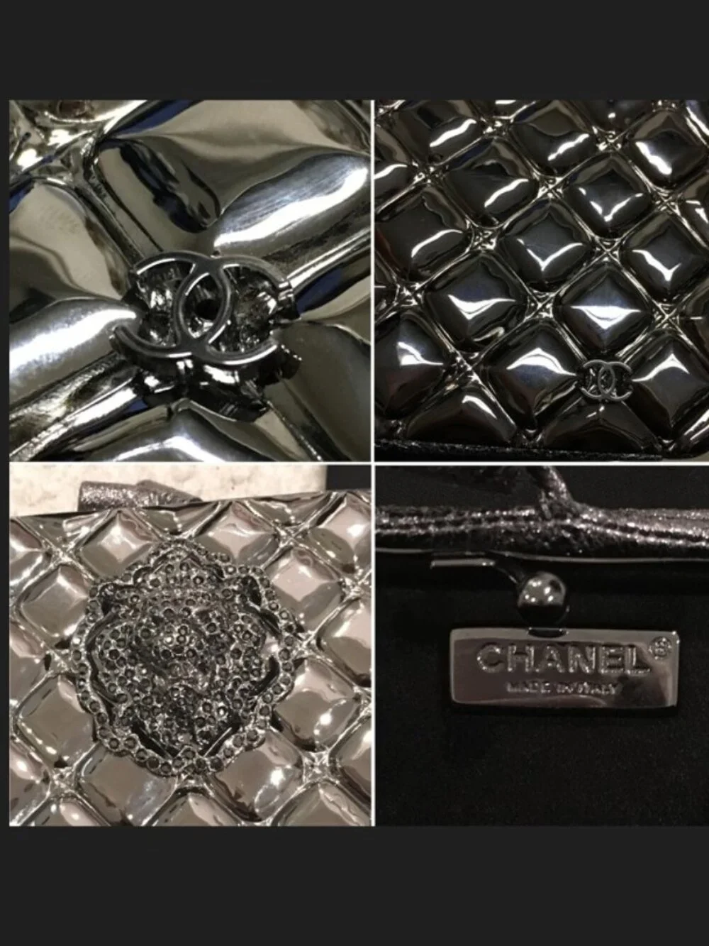 CHANEL RUNWAY BAG - Lions head - DK Silver Metal & Leather Clutch