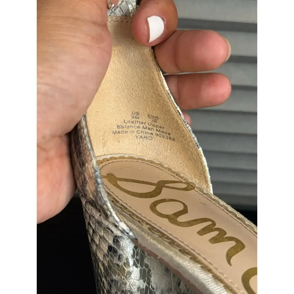 Sam Edelman Yaro Snake Print Block Heel Ankle Strap Sandals Women’s 9