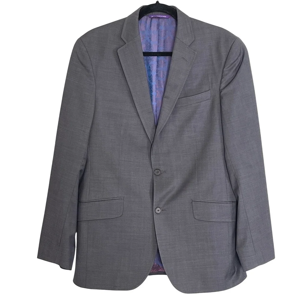 Ted Baker London Endurance Jarrett SPJ 100% Wool Blazer‎ Gray 38R Made in Canada