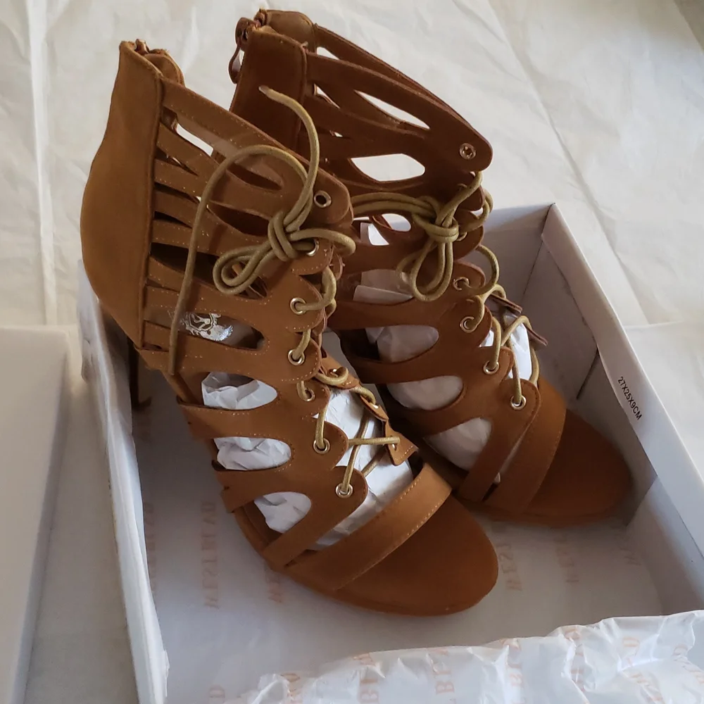 New Pump Gladiator Heels Caged Lace Up Platform Sandal Women's 10
