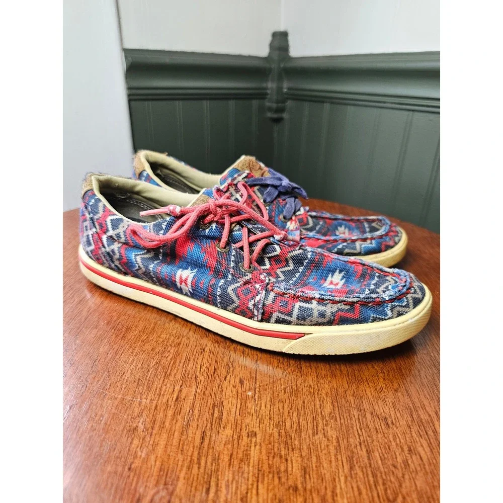 Womens Twisted X Hooey Lopers red Aztec‎ Multi Color Canvas Shoes western