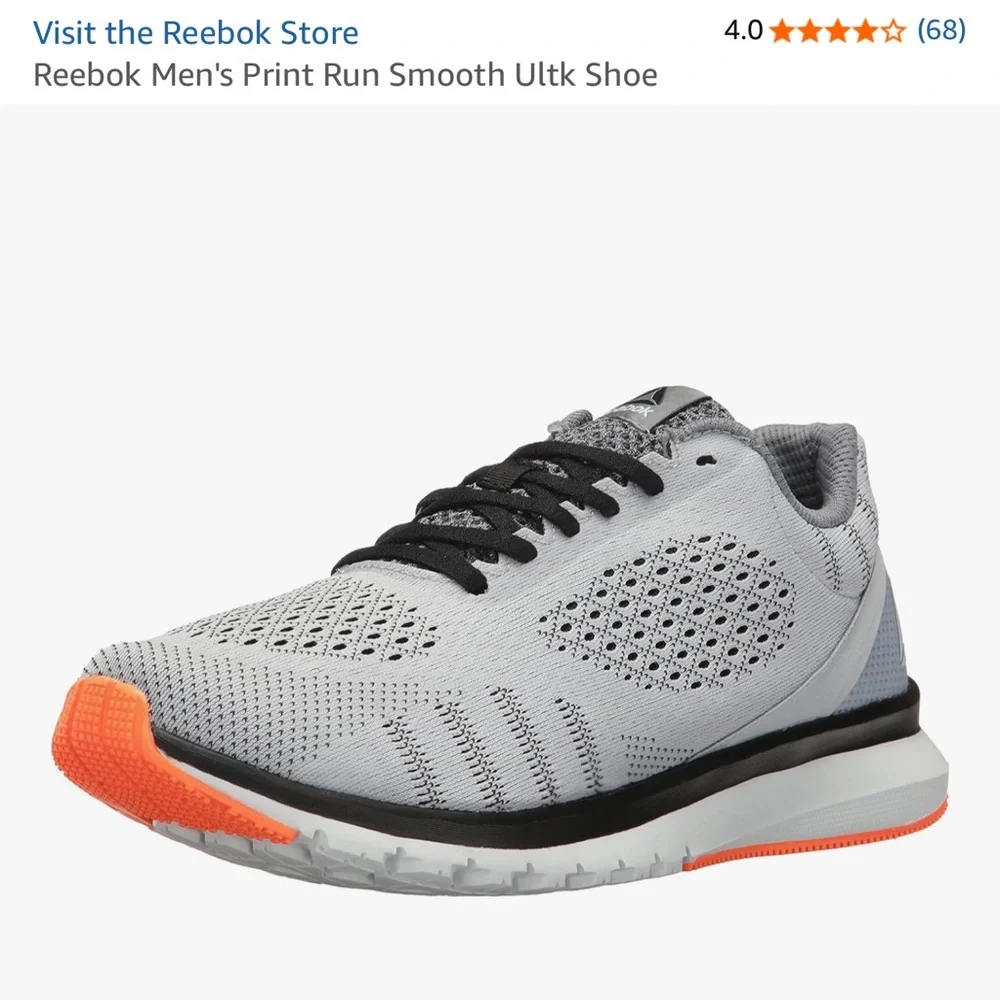 New- Reebok Print Smooth‎ Ultraknit Gray Men’s Sneaker Size 8