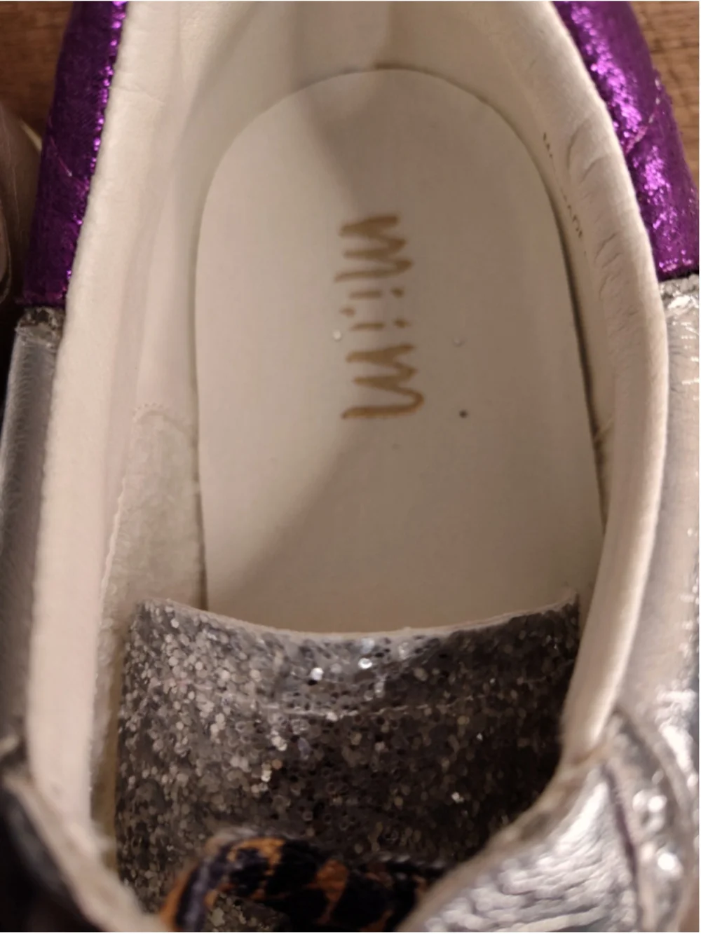 Women's Miim Silver and Purple Glitter Sneakers
