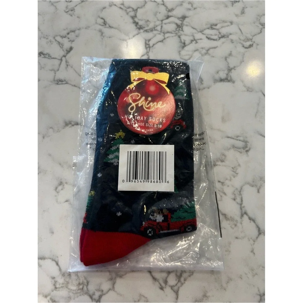 NWT Shine Holiday Socks Christmas Tree Red Truck Women 5-10 (one size fits most)