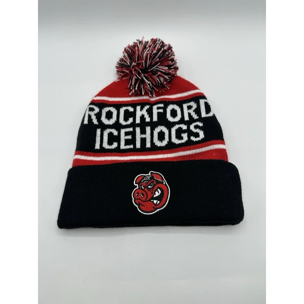 Rockford‎ IceHogs Hat Adult One Size AHL Winter Beanie Fits Embroidered Hamilton
