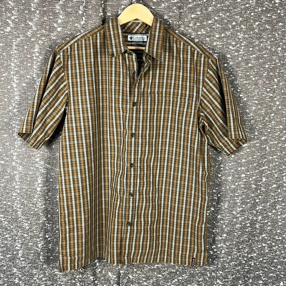 Vintage Columbia‎ Men's Causal Button Up Shirt Plaid BROWN