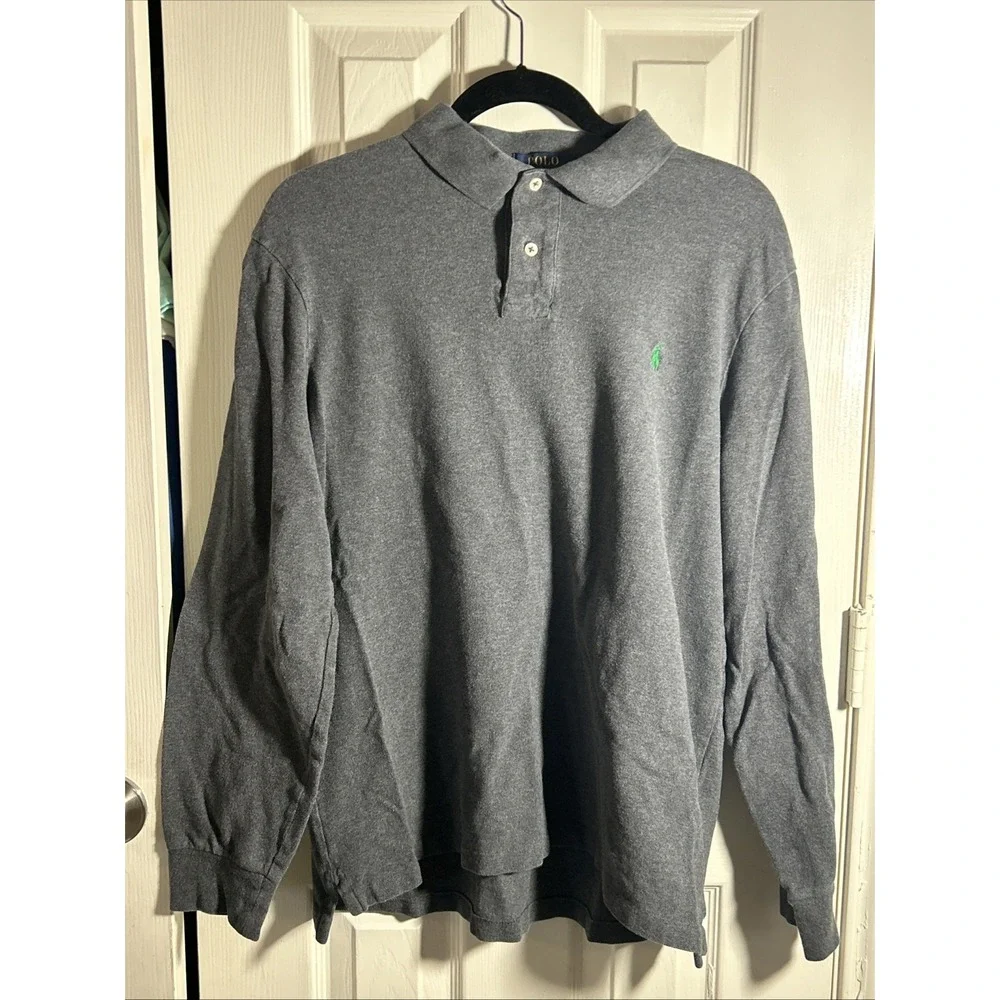 Polo Ralph Lauren Shirt Mens‎ Size L Gray Pony Logo Long Sleeve Classic Fit