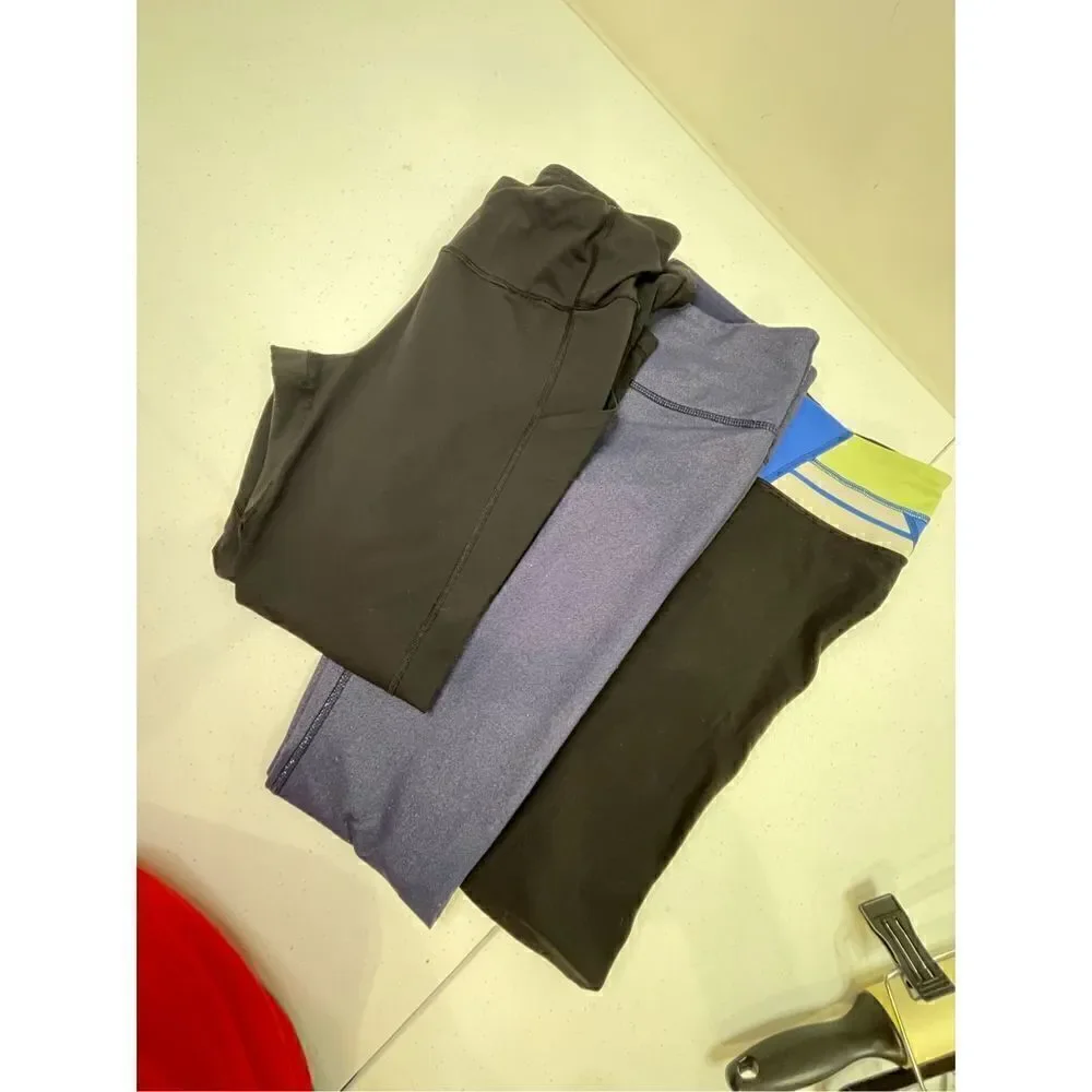 Lululemon women’s three 3 pair leggings capris black blue lot bundle