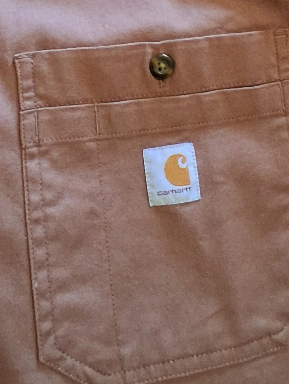 Carhart Men Rugged Flex Short Sleeve Button Front Shirt 2XL Tall Brown Performan