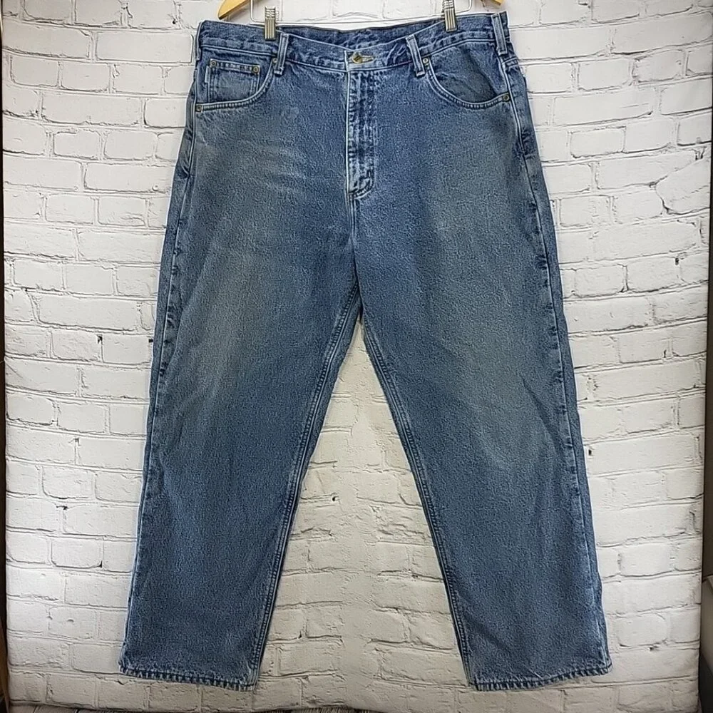 Carhartt Jeans B172 Mens Sz 40 X 30 Flannel Lined‎ Relaxed Fit Straight Flawed