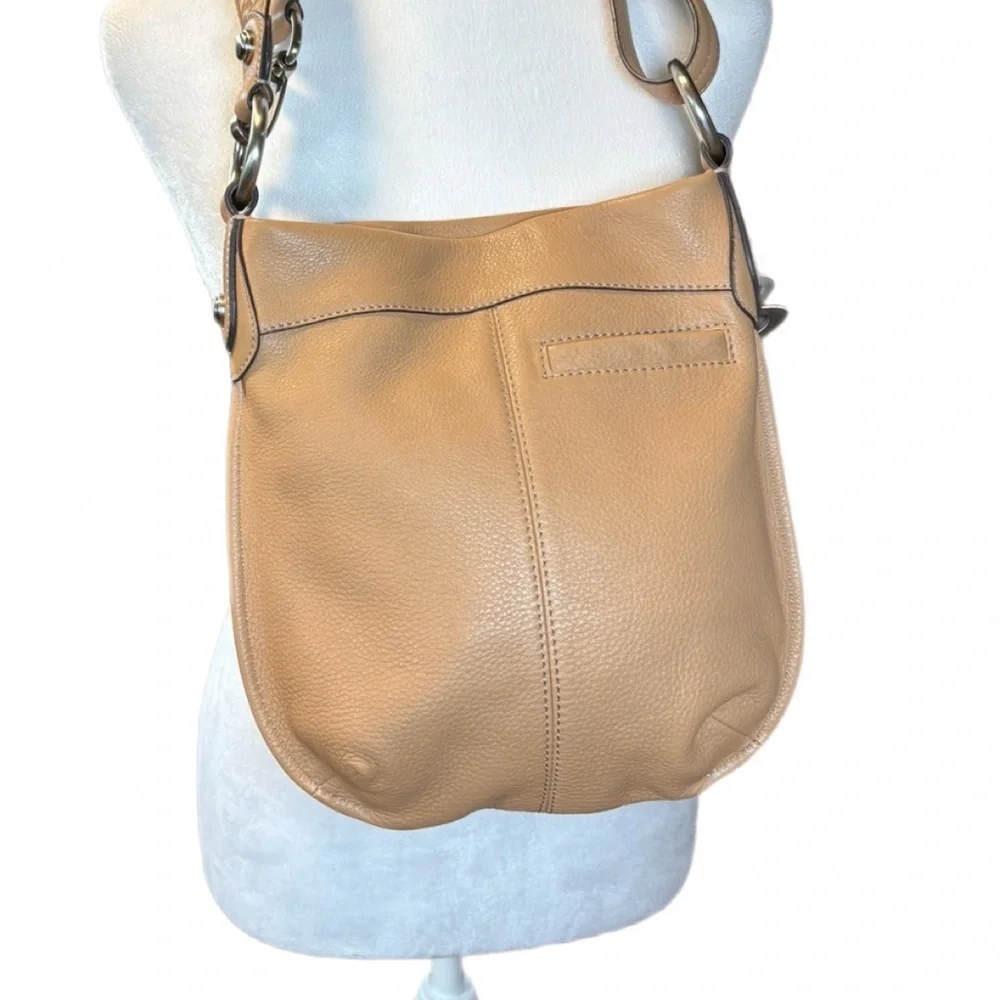 B Makowsky Genuine Leather Bag Crossbody Camel Adjustable Leather Strap New NWOT