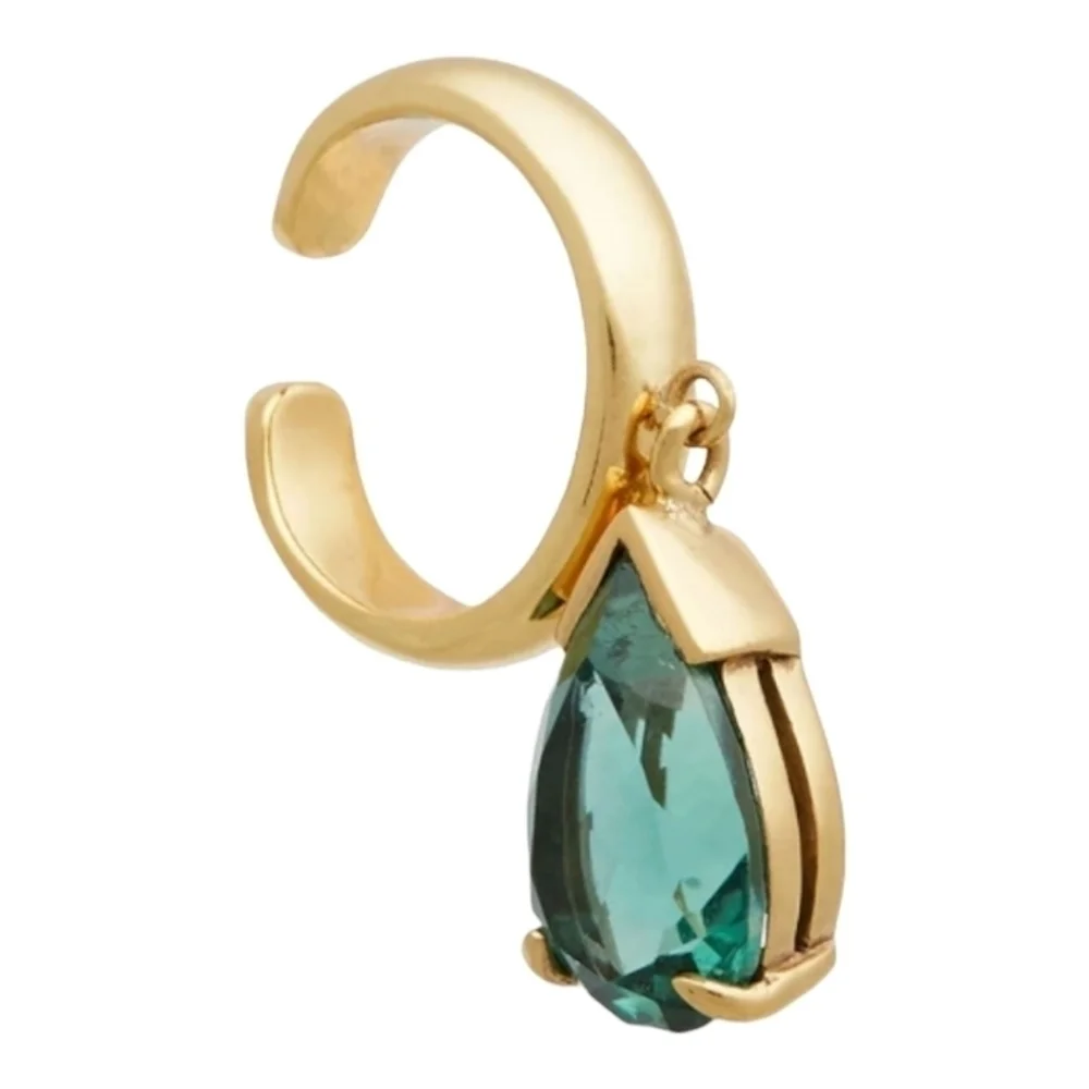 Cornelia Webb 24K Goldplated Quartz Ear Cuff, Emerald, NWT