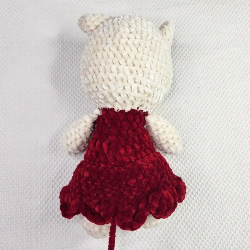 Hello Kitty Crochet Hand Made Amigurumi Stuffed Plush Doll 10''