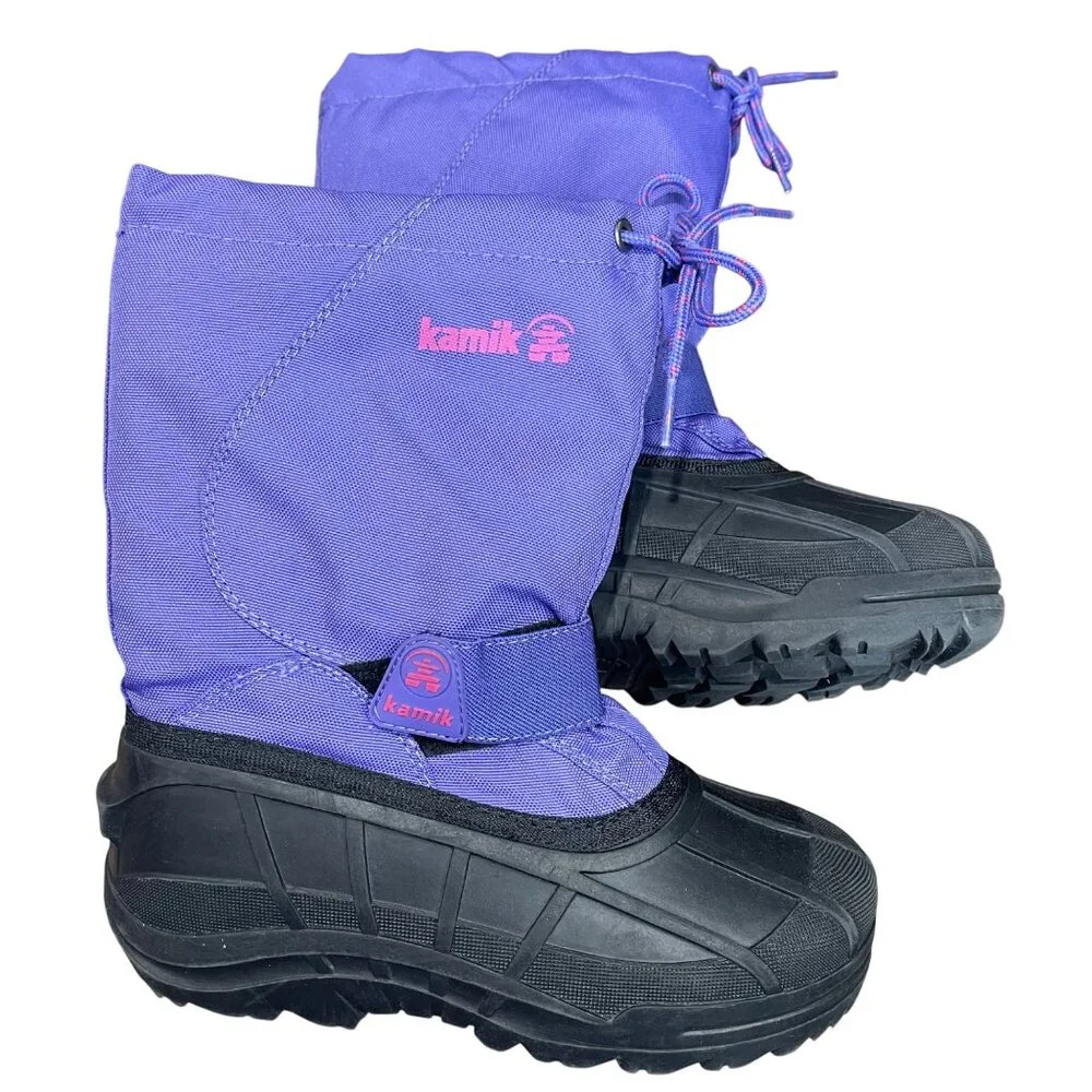 Kamik Reddeer 4 Cold‎ Weather Boots Youth Girls Size 2 Rain Snow Purple Black