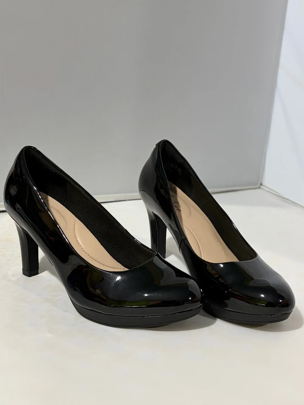 Collection by Clarks‎ Black Patent Round-Toe Heels