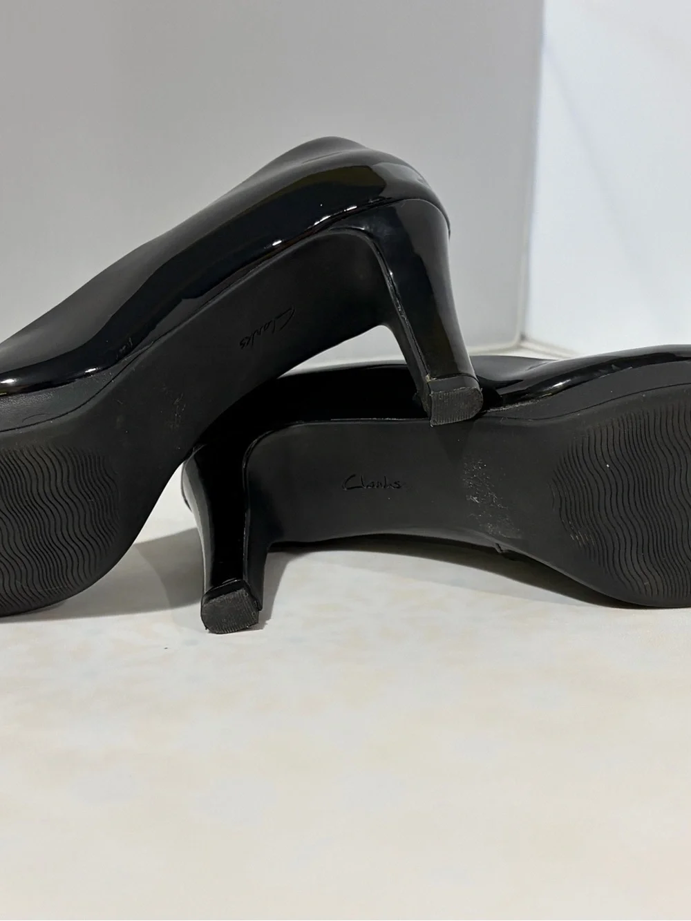 Collection by Clarks‎ Black Patent Round-Toe Heels