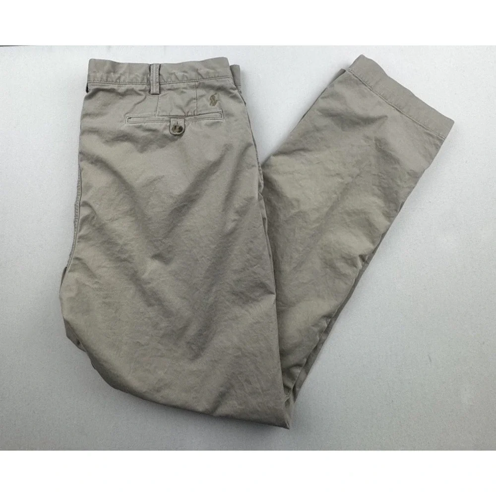 Polo Ralph Lauren Chino Pants Sz 38x30 Beige Flat Front‎ Stretch Straight Fit