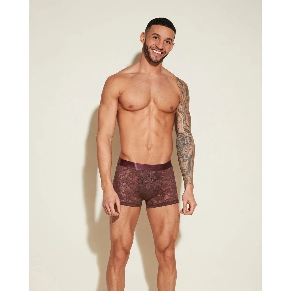 Cosabella‎ Sophisticated Brown Lace Men's Boxer Trunks Size L
