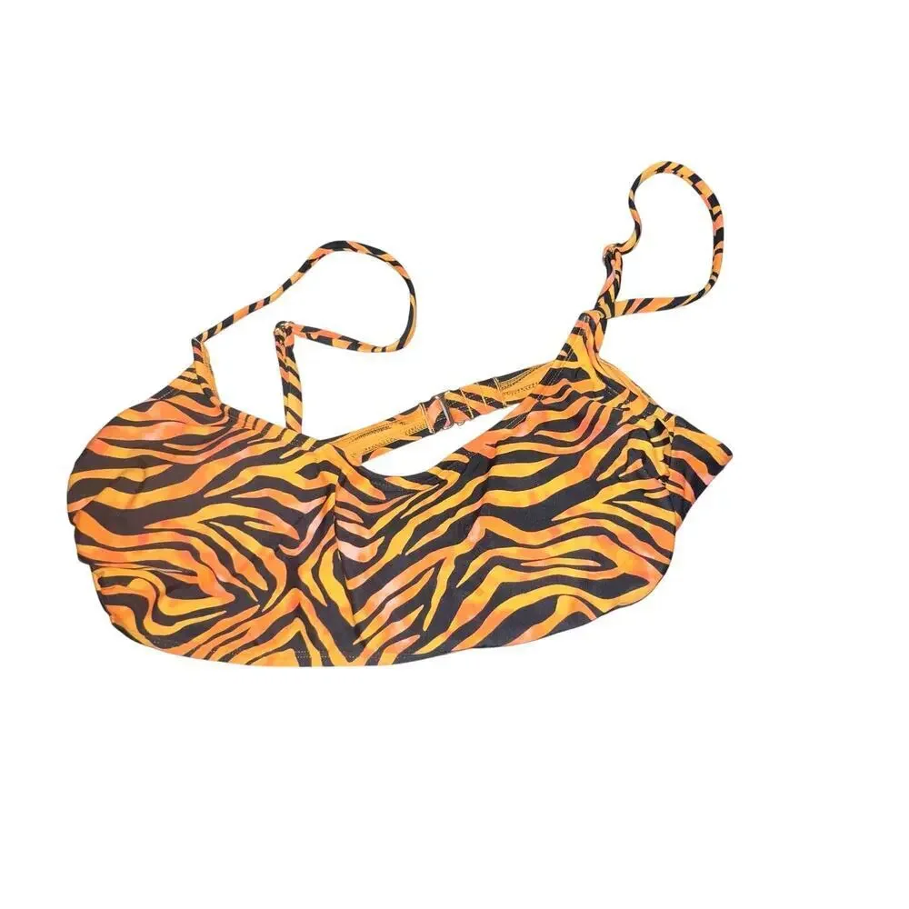 Women's Scoop Bralette Bikini Swim Top Wild Fable‎ Tiger GypsyGoth Size XL-16
