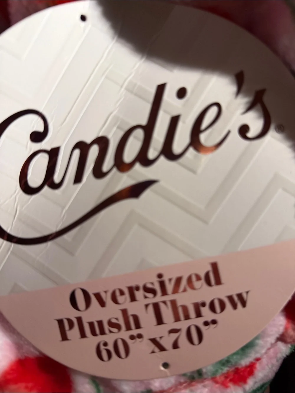 Candie's Pink Plush Throw with Red Cherry Pattern