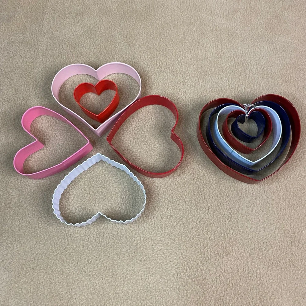 Heart Cookie Cutters Set 10 Pieces Baking Crafting Valentines Day Party Pancakes