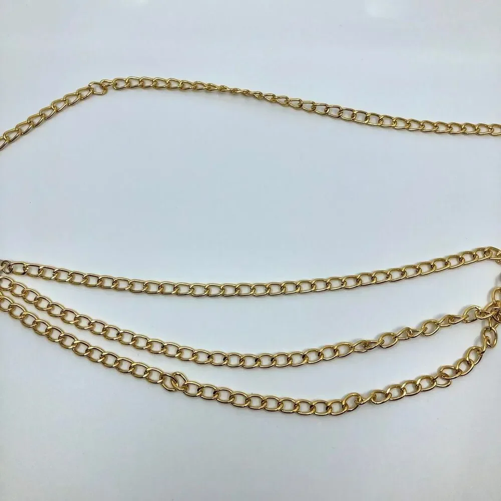 Women's Gold Butterfly Layered Chain Belt, 40.5 Inches, X7G9A1050