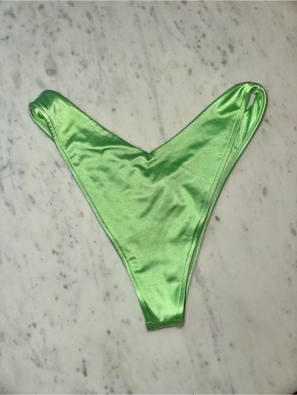 Frankie's Bikinis Neon Lime Green Satin Bikini Set