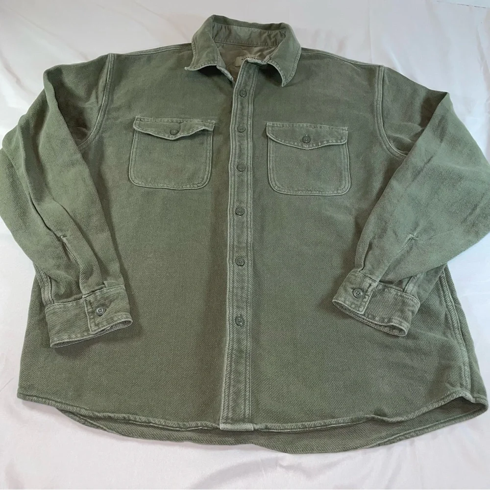 American Eagle Mens Relaxed Fit Heavy Cotton Shirt Jacket Olive Green‎ Medium