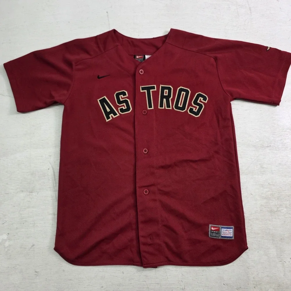 Nike Team MLB Houston Astros Red Baseball Jersey Stitched Youth‎ Boys Sz M 12/14
