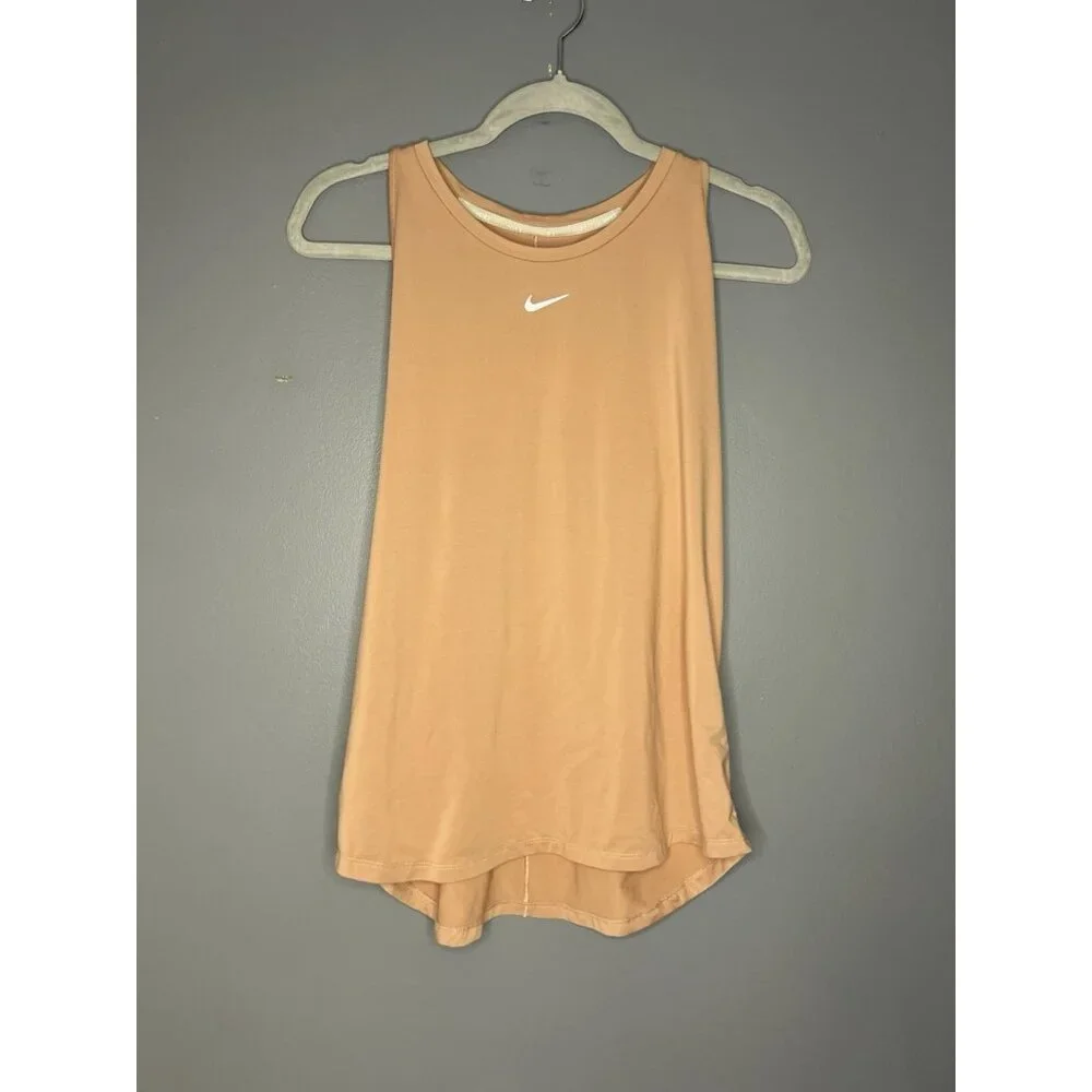 Nike Dri-Fit One Luxe Slim Fit Training Tank Top Women L  Peach Slinky Soft Cute