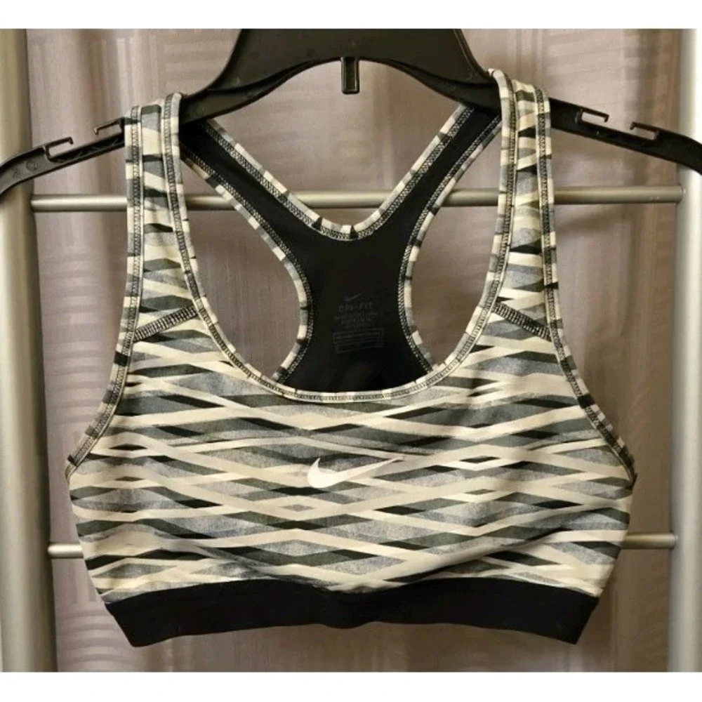 Lot of 3 Nike Dri-Fit Sports Bras -Small Neon Green, Gray Striped, Green Striped
