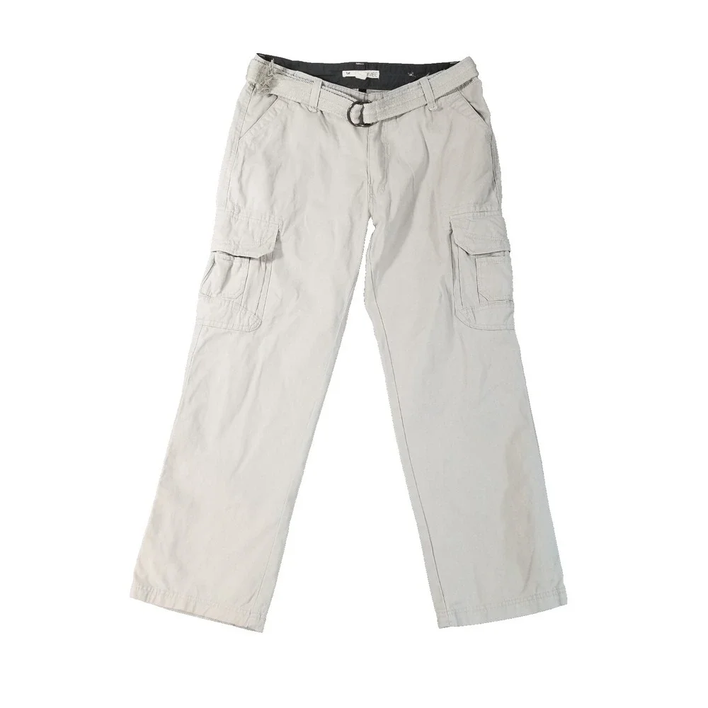 Univibe cargo pants men's 34x30 gray cotton grunge Street Y2K belt