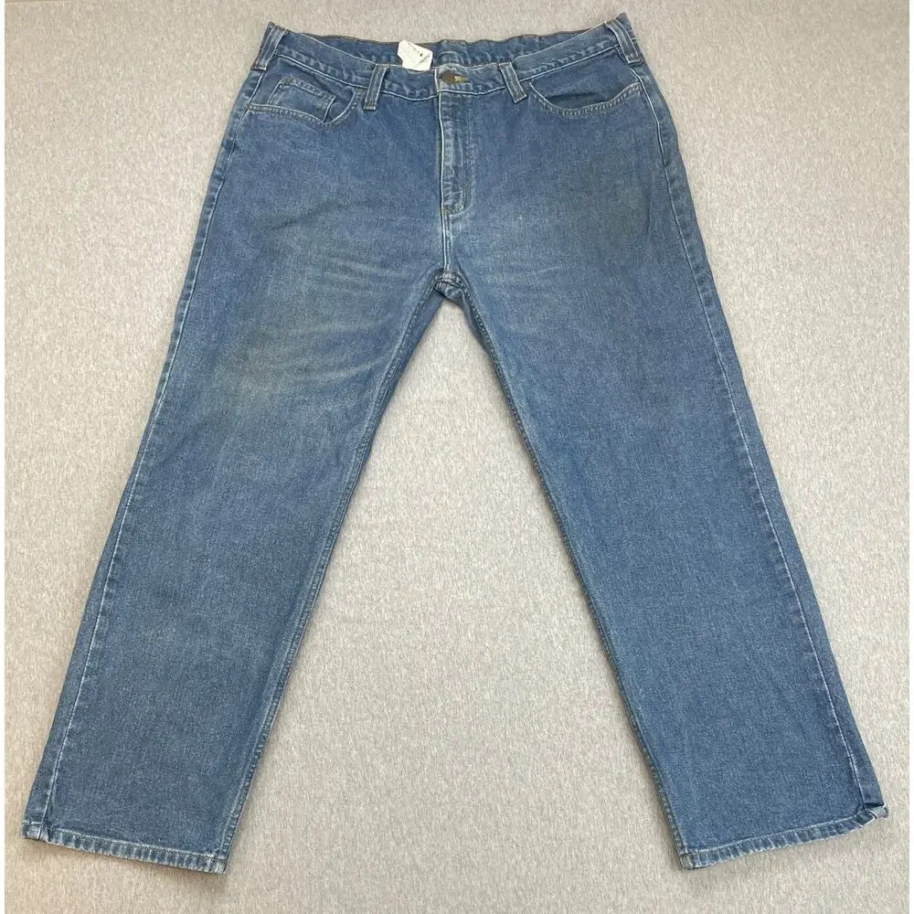 Carhartt‎ Jeans Mens 40 x 30 Blue 100% Cotton Straight Leg Relaxed Fit B35 DCW