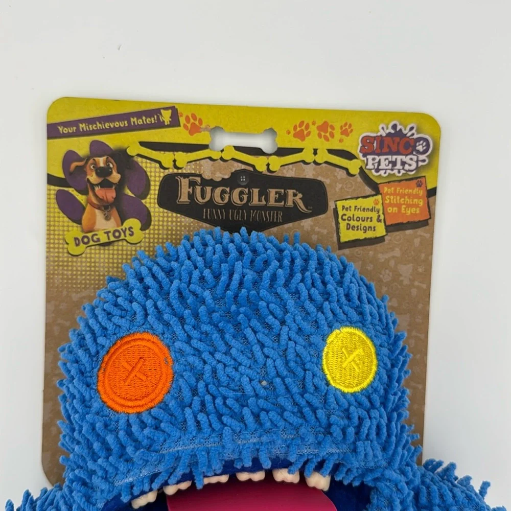 Fuggler Oogah Boogah Blue Plush‎ Dog Toy Squeaker NWT Funny Ugly