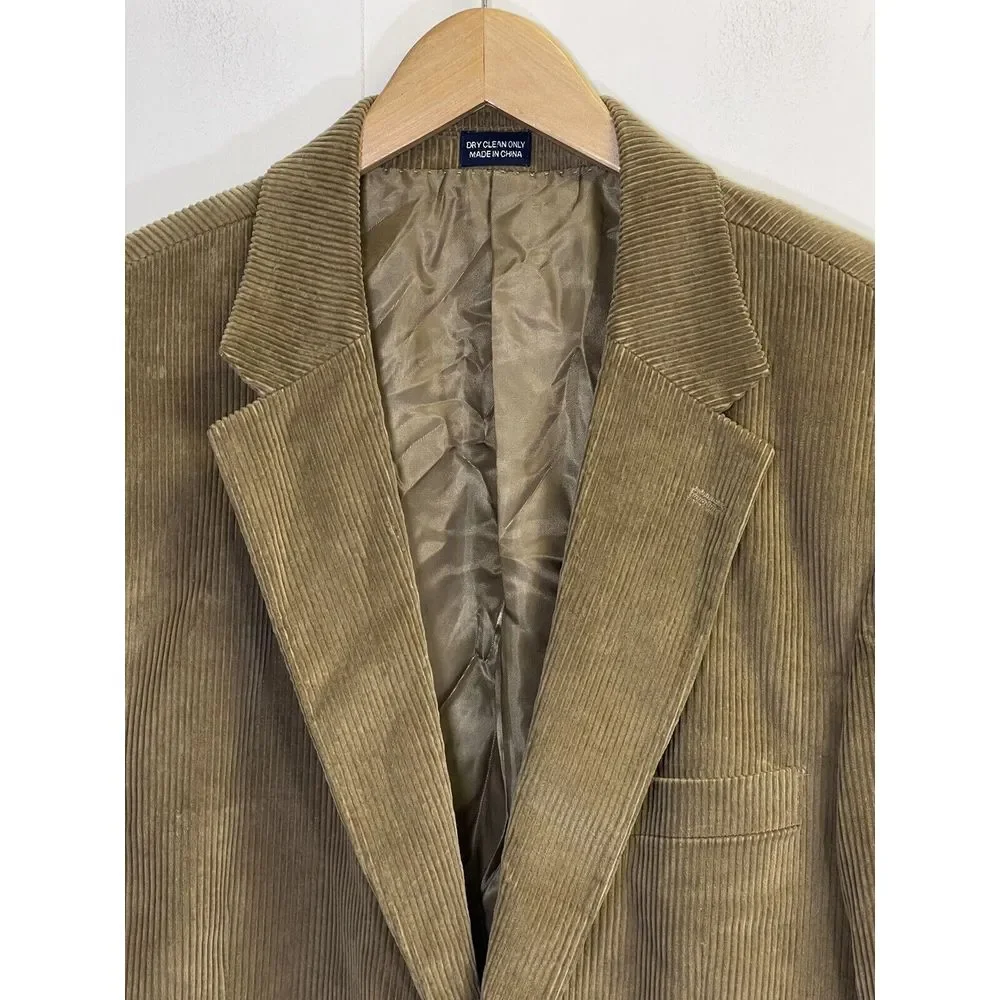 MEETING STREET Mens 44 Reg Beige Tan Corduroy‎ 2 Button Sport Coat Blazer Jacket