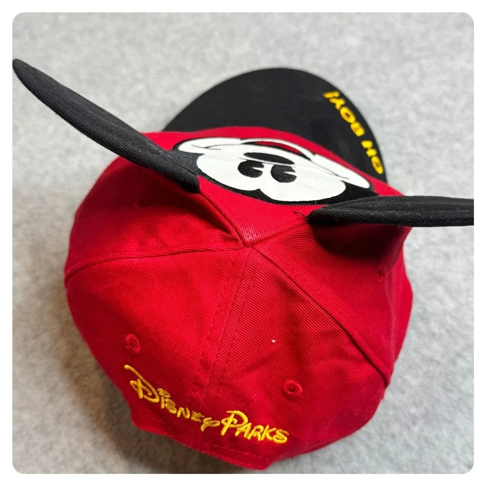 Disney Parks Mickey Mouse Toddler Baseball Cap Hat‎ Red Black Oh Boy!