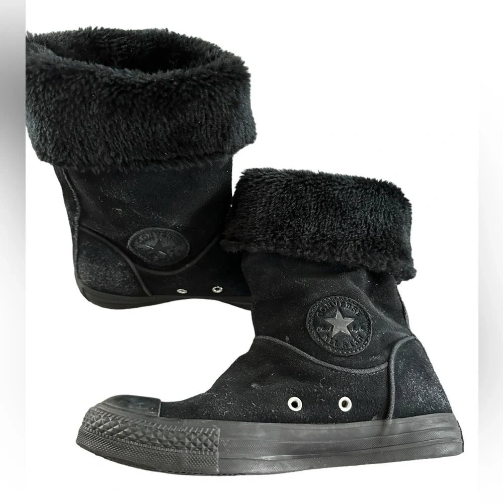 converse chuck taylor andover hi slipon black suede leather womens boots 525937c