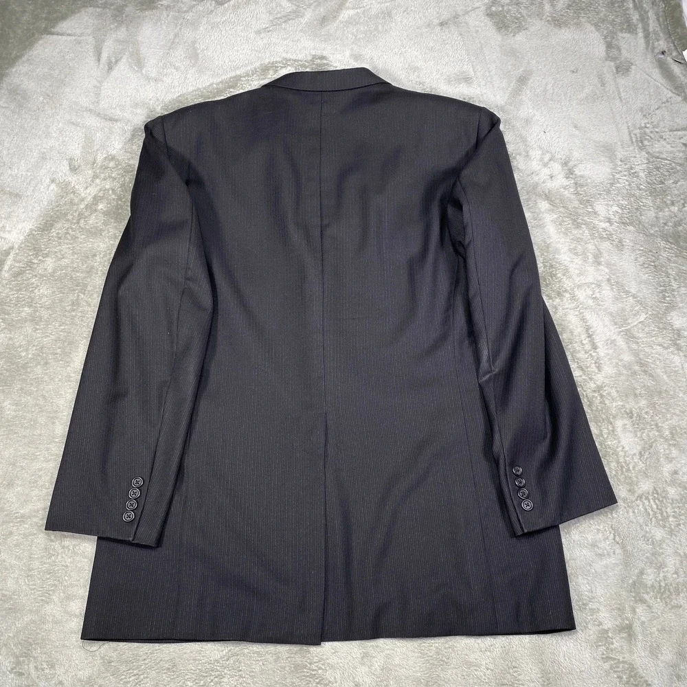 Burberry London Blazer Mens 44 Long Black Wool‎ Pinstripe Suit Jacket Classic