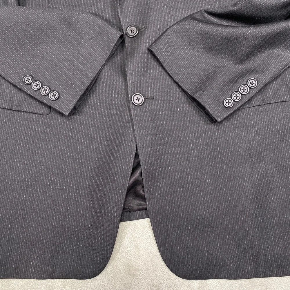 Burberry London Blazer Mens 44 Long Black Wool‎ Pinstripe Suit Jacket Classic