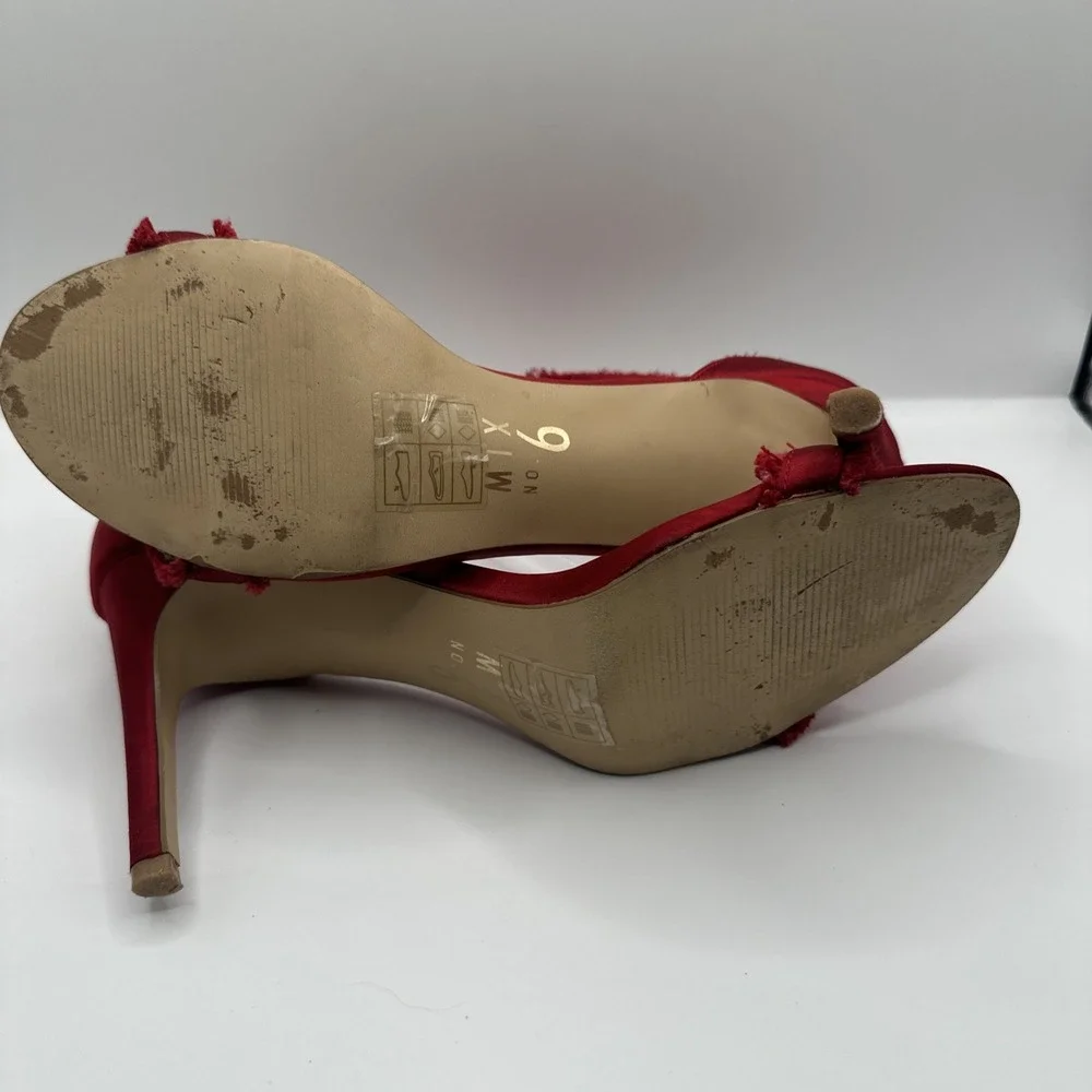 MIX NO. 6 Rayane Red Christmas Fringe‎ Sandal Heels