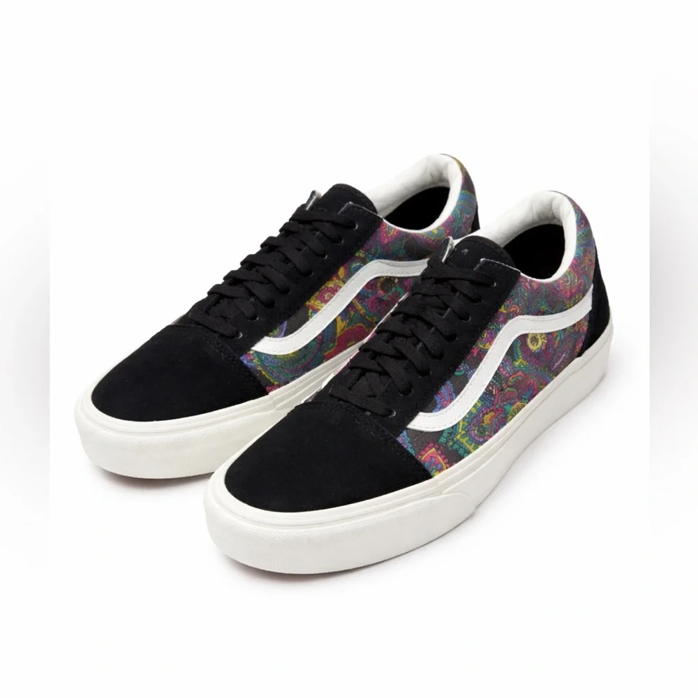 Vans Old‎ Skool Paisley Floral Skate Shoes Black Y2K Streetwear 90s-Size 10.5