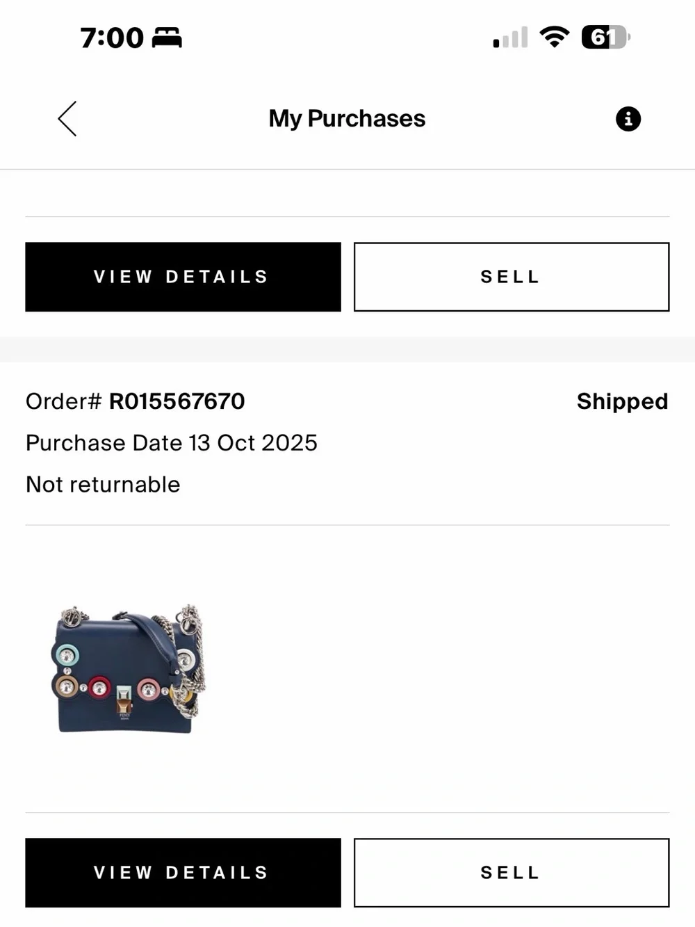 Fendi navy leather