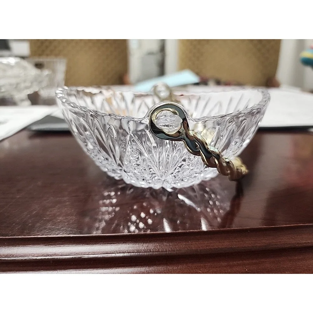 MIKASA Clear Glass Crystal Removable Mini Handle Basket Dish TENDER ROSE - Japan