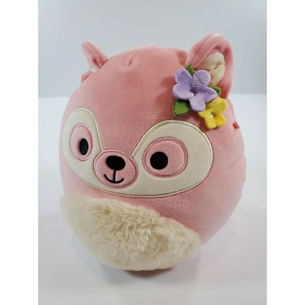 Squishmallows Pink Raccoon Plush‎ 8 Flower Accent Soft Stuffed Animal Kellytoy