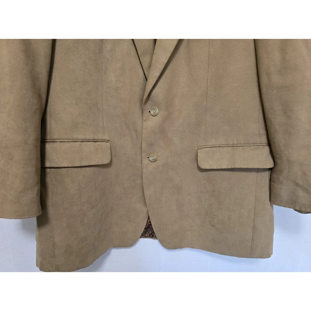 Lauren Ralph Lauren Mens‎ Faux Suede Blazer Jacket Size 42R Beige Tan