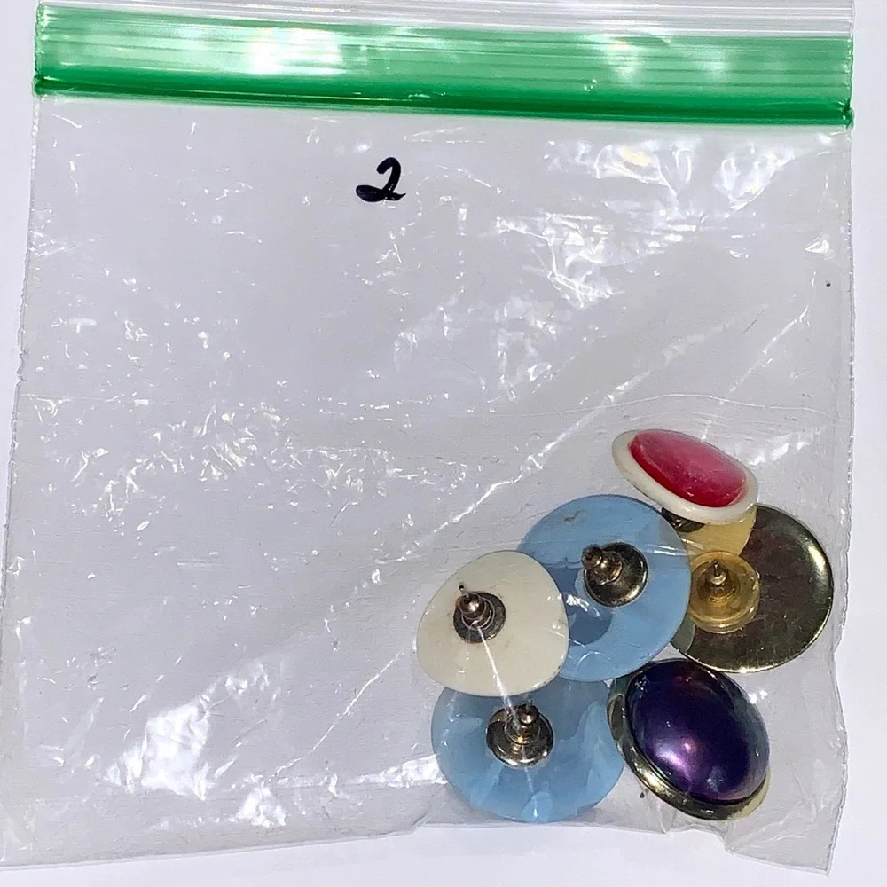 Stud Earrings‎ 80s Bundle Colorful Resin Cabochon Gold Tone Women's Jewelry
