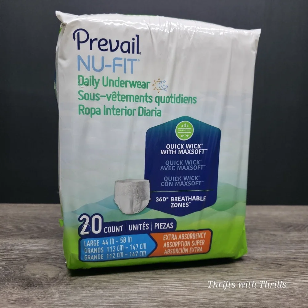 Prevail‎ Nu-Fit - Adult Daily Underwear - Unisex - Size Large - Pack of 20 - New